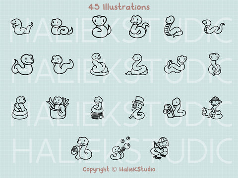 Cute Snakes Vol. 2 SVG Design Set SVG HalieKStudio 