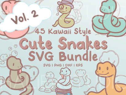 Cute Snakes Vol. 2 SVG Design Set SVG HalieKStudio 