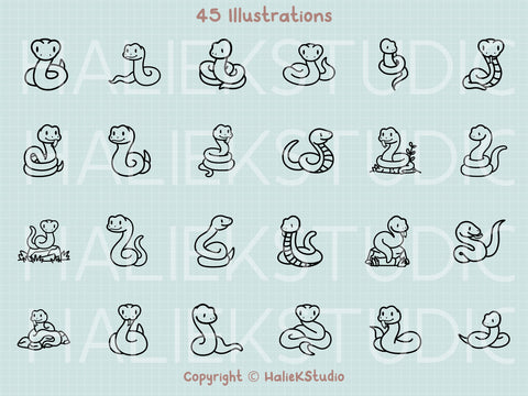 Cute Snakes Vol. 2 SVG Design Set SVG HalieKStudio 