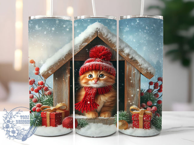 Cute Snowflake Christmas Cat Tumbler, Holiday Snowflake Wrap, Festive Cat Sublimation Design, Cute Christmas Cup, 20Oz Skinny Tumbler Wrap, Adorable Holiday Mug, Winter Cat Design Sublimation ToriDesigns 