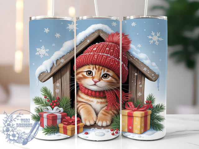 Cute Snowflake Christmas Cat Tumbler, Holiday Snowflake Wrap, Festive Cat Sublimation Design, Cute Christmas Cup, 20Oz Skinny Tumbler Wrap, Adorable Holiday Mug, Winter Cat Design Sublimation ToriDesigns 