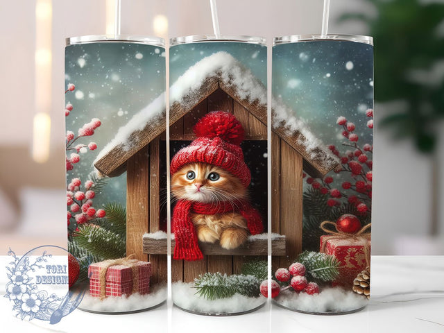 Cute Snowflake Christmas Cat Tumbler, Holiday Snowflake Wrap, Festive Cat Sublimation Design, Cute Christmas Cup, 20Oz Skinny Tumbler Wrap, Adorable Holiday Mug, Winter Cat Design Sublimation ToriDesigns 