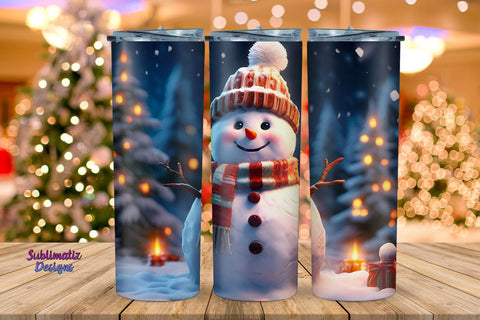 Cute Snowman 20 oz Tumbler Wrap | 20 oz Skinny Tumbler Wrap Sublimation Christmas Design Sublimation Sublimatiz Designs 