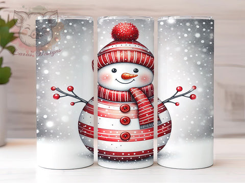Cute Snowman 20oz Tumbler Png, Straight & Tapered Tumbler Png, Christmas Snowman Tumbler Png, Digital Download PNG Sublimation Lara' s Designs 