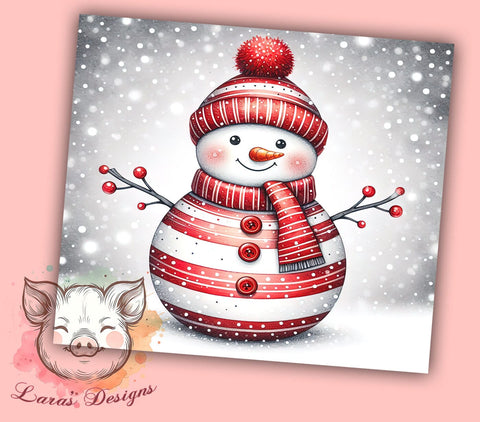 Cute Snowman 20oz Tumbler Png, Straight & Tapered Tumbler Png, Christmas Snowman Tumbler Png, Digital Download PNG Sublimation Lara' s Designs 