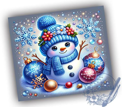 Cute Snowman, Blue Christmas, 20oz Tumbler, Holiday Sublimation, Winter Drinkware, Festive Designs, Christmas Decor, Snowman Gifts Sublimation ToriDesigns 