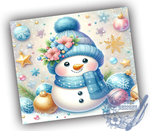 Cute Snowman, Blue Christmas, 20oz Tumbler, Holiday Sublimation, Winter Drinkware, Festive Designs, Christmas Decor, Snowman Gifts Sublimation ToriDesigns 