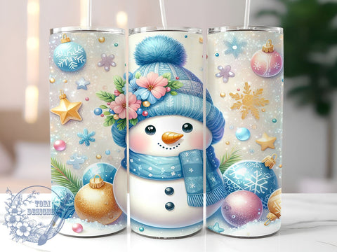 Cute Snowman, Blue Christmas, 20oz Tumbler, Holiday Sublimation, Winter Drinkware, Festive Designs, Christmas Decor, Snowman Gifts Sublimation ToriDesigns 