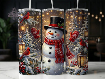 Cute Snowman Cardinal 20oz Tumbler, Cute Snowman, Cardinal Tumbler, Snowman Cardinal, 20oz Tumbler Wrap, Winter Tumbler PNG, Snowman Tumbler, Cardinal PNG Sublimation SvggirlplusArt 