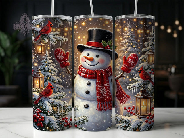 Cute Snowman Cardinal 20oz Tumbler, Cute Snowman, Cardinal Tumbler, Snowman Cardinal, 20oz Tumbler Wrap, Winter Tumbler PNG, Snowman Tumbler, Cardinal PNG Sublimation SvggirlplusArt 