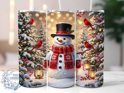 Cute Snowman Cardinals 20oz Tumbler, Cute Snowman, Snowman Cardinals, Cardinal Tumbler, Snowman Tumbler, Cardinal PNG, Winter Cardinal, 20oz Tumbler Wrap Sublimation ToriDesigns 