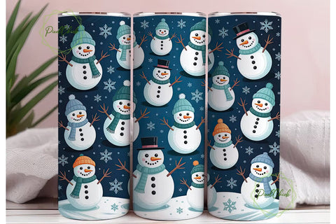 Cute Snowman Christmas 20oz Tumbler Wrap Sublimation PixelChick 