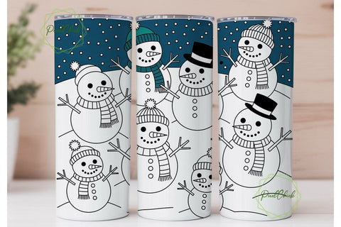 Cute Snowman Christmas 20oz Tumbler Wrap Sublimation PixelChick 