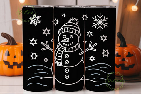 Cute Snowman Christmas 20oz Tumbler Wrap Sublimation PixelChick 