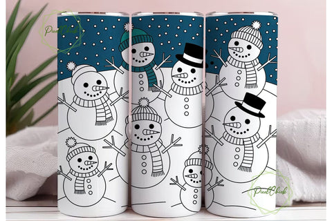 Cute Snowman Christmas 20oz Tumbler Wrap Sublimation PixelChick 