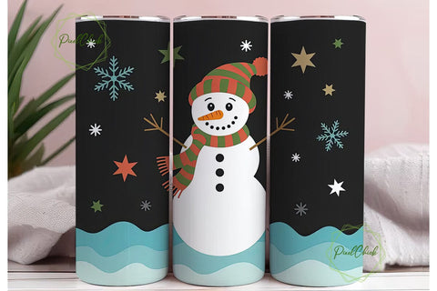 Cute Snowman Christmas 20oz Tumbler Wrap Sublimation PixelChick 