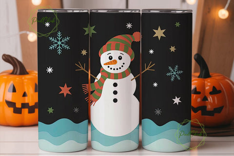 Cute Snowman Christmas 20oz Tumbler Wrap Sublimation PixelChick 