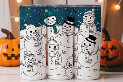Cute Snowman Christmas 20oz Tumbler Wrap Sublimation PixelChick 