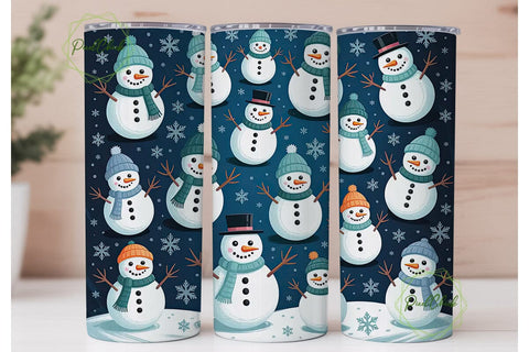 Cute Snowman Christmas 20oz Tumbler Wrap Sublimation PixelChick 