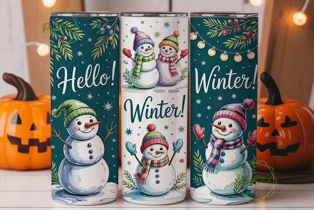 Cute Snowman Christmas 20oz Tumbler Wrap Sublimation PixelChick 