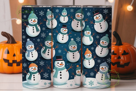 Cute Snowman Christmas 20oz Tumbler Wrap Sublimation PixelChick 
