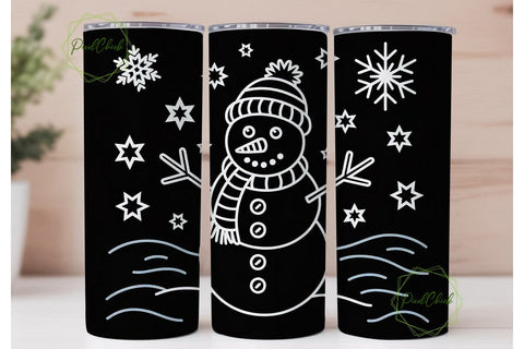 Cute Snowman Christmas 20oz Tumbler Wrap Sublimation PixelChick 