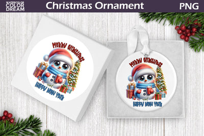 Cute Snowman Christmas Ornament | Snowman Quote Christmas Ornament Sublimation WatercolorColorDream 