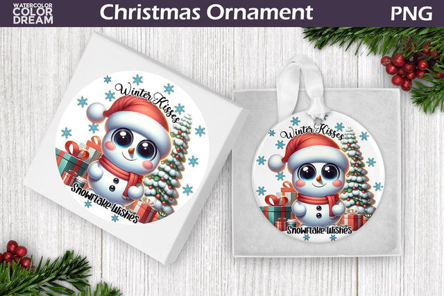 Cute Snowman Christmas Ornament Sublimation WatercolorColorDream 