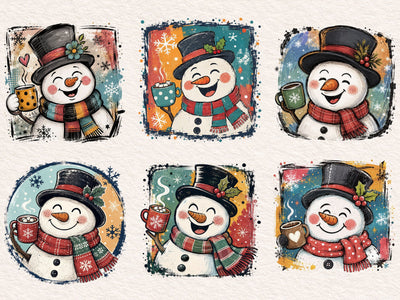 Cute Snowman Coffee Bundle PNG Design SVG DesignDestine 