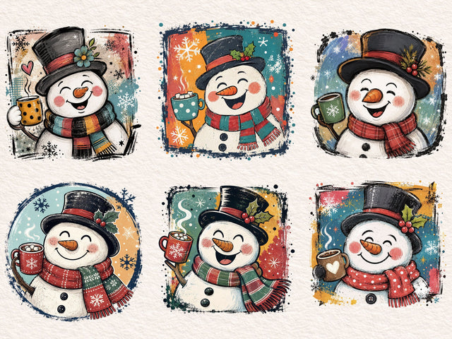Cute Snowman Coffee Bundle PNG Design SVG DesignDestine 