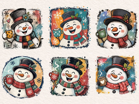 Cute Snowman Coffee Bundle PNG Design SVG DesignDestine 