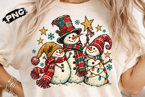 Cute Snowman Family Christmas PNG SVG DesignDestine 