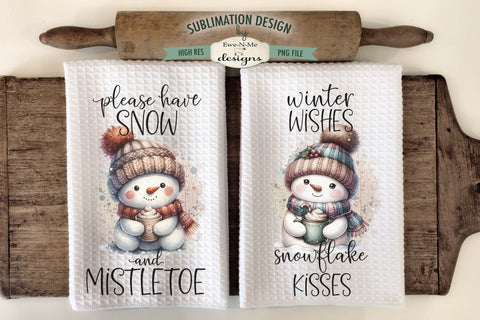 Cute Snowman Kitchen Towel Sublimation Designs Sublimation Ewe-N-Me Designs 