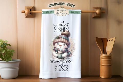 Cute Snowman Kitchen Towel Sublimation Designs Sublimation Ewe-N-Me Designs 