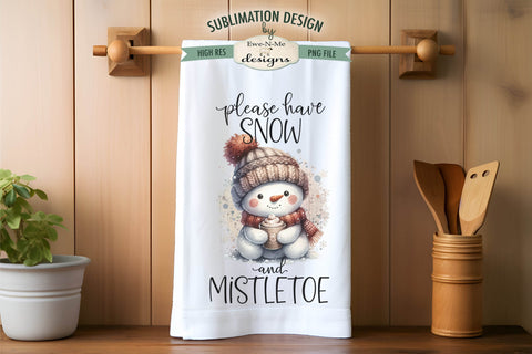 Cute Snowman Kitchen Towel Sublimation Designs Sublimation Ewe-N-Me Designs 