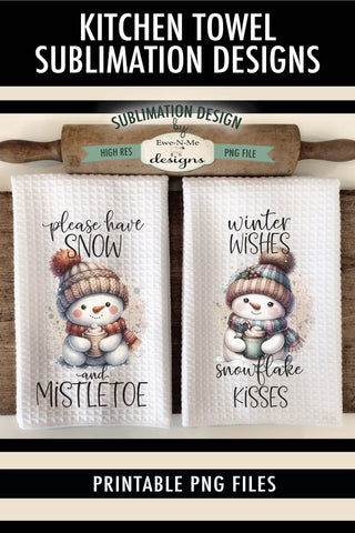 Cute Snowman Kitchen Towel Sublimation Designs Sublimation Ewe-N-Me Designs 