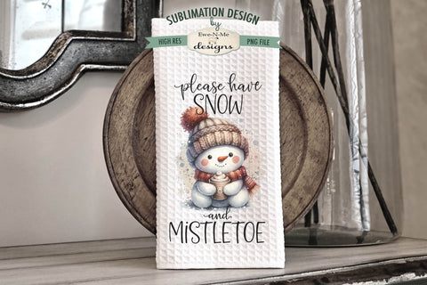 Cute Snowman Kitchen Towel Sublimation Designs Sublimation Ewe-N-Me Designs 