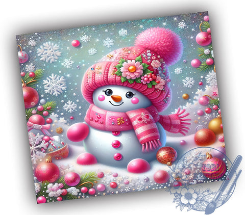 Cute Snowman, Pink Christmas, 20oz Tumbler, Holiday Sublimation, Winter Drinkware, Festive Designs, Christmas Decor, Snowman Gifts Sublimation ToriDesigns 