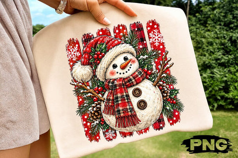 Cute Snowman Plaid Christmas PNG Design SVG DesignDestine 