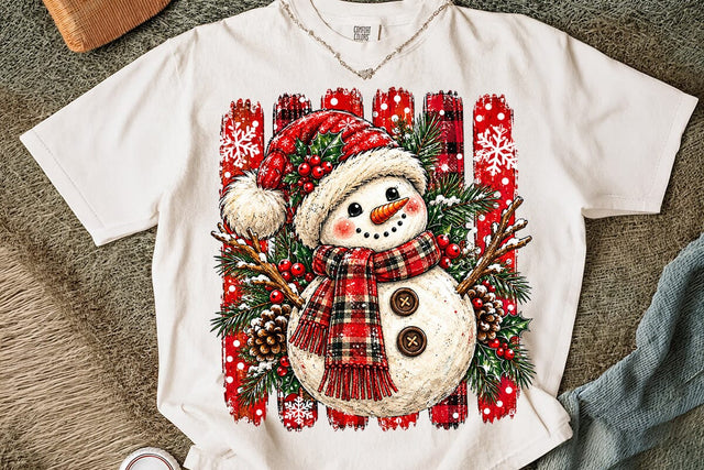 Cute Snowman Plaid Christmas PNG Design SVG DesignDestine 
