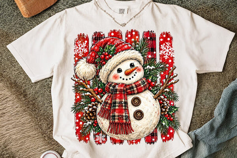 Cute Snowman Plaid Christmas PNG Design SVG DesignDestine 