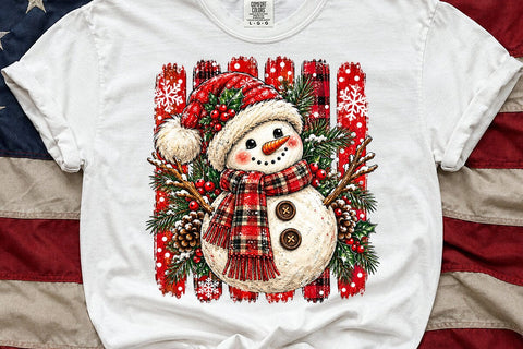 Cute Snowman Plaid Christmas PNG Design SVG DesignDestine 