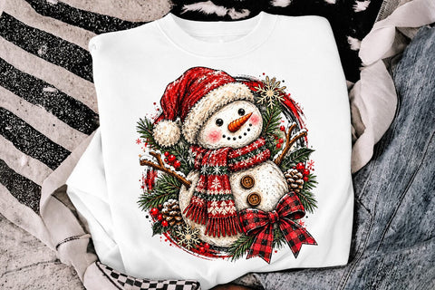 Cute Snowman Santa Hat Christmas PNG SVG DesignDestine 