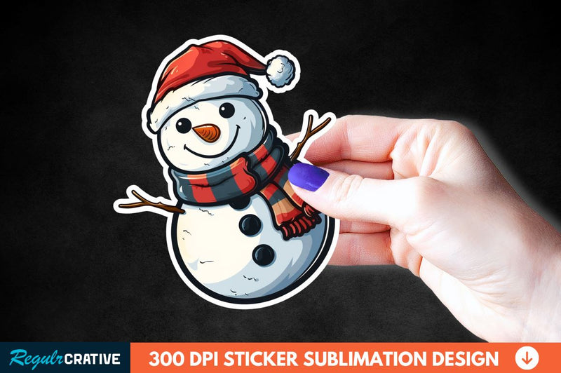 Cute Snowman Sticker Clipart Sublimation Regulrcrative 