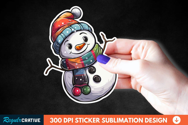 Cute Snowman Sticker Clipart Sublimation Regulrcrative 