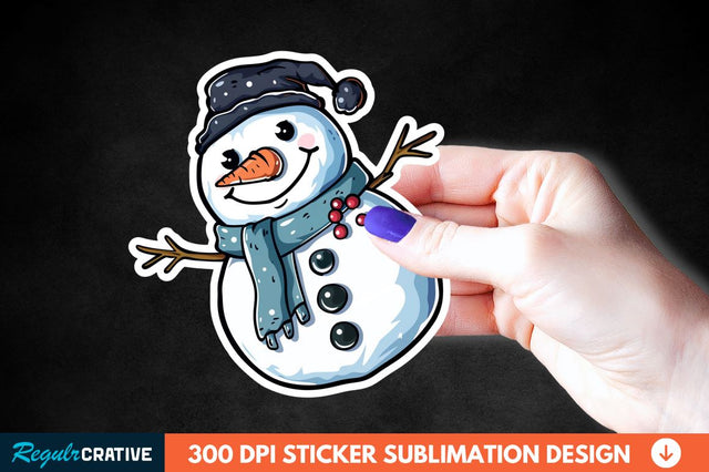 Cute Snowman Sticker Clipart Sublimation Regulrcrative 