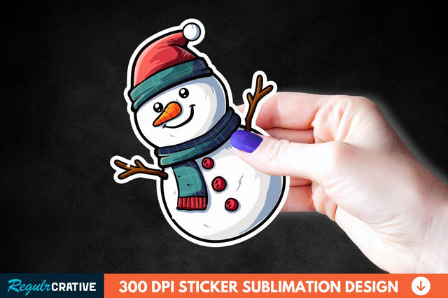 Cute Snowman Sticker Clipart Sublimation Regulrcrative 