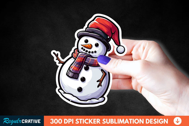 Cute Snowman Sticker Clipart Sublimation Regulrcrative 