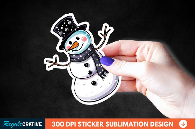 Cute Snowman Sticker Clipart Sublimation Regulrcrative 