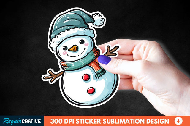 Cute Snowman Sticker Clipart Sublimation Regulrcrative 